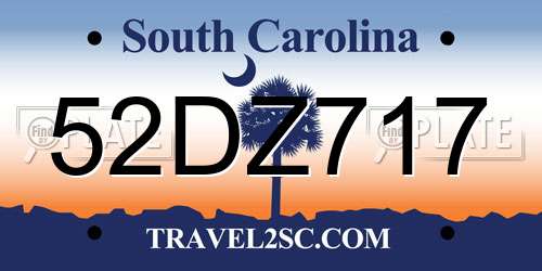 52DZ717 South Carolina License Plate