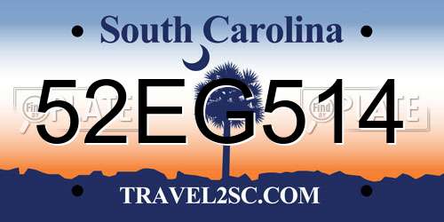 52EG514 South Carolina License Plate