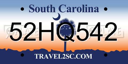 52HQ542 South Carolina License Plate