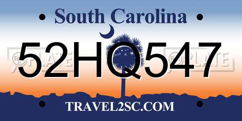 52HQ547 South Carolina License Plate