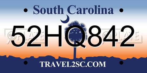 52HQ842 South Carolina License Plate