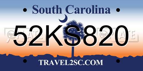52KS820 South Carolina License Plate