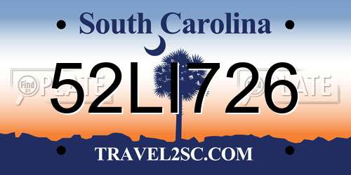 52LI726 South Carolina License Plate