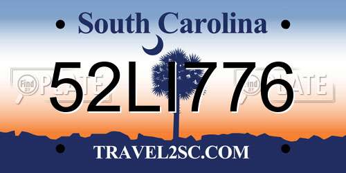 52LI776 South Carolina License Plate
