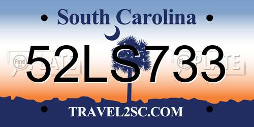 52LS733 South Carolina License Plate