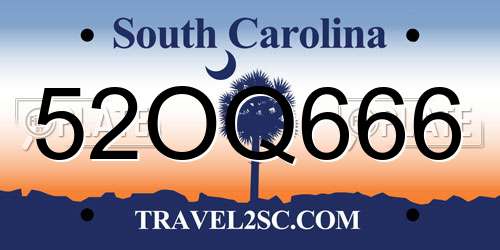 52OQ666 South Carolina License Plate