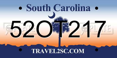 52OT217 South Carolina License Plate