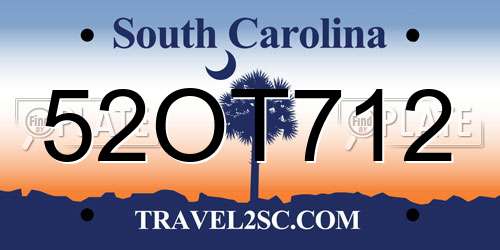 52OT712 South Carolina License Plate