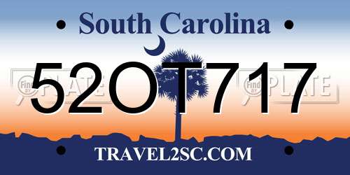 52OT717 South Carolina License Plate
