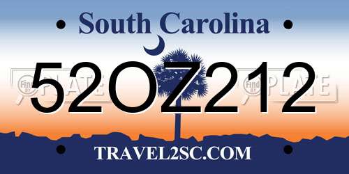52OZ212 South Carolina License Plate