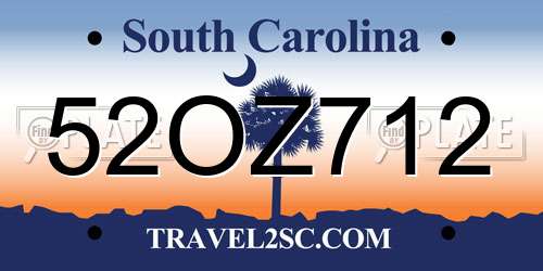 52OZ712 South Carolina License Plate