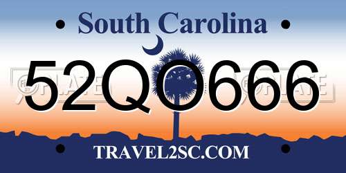 52QO666 South Carolina License Plate