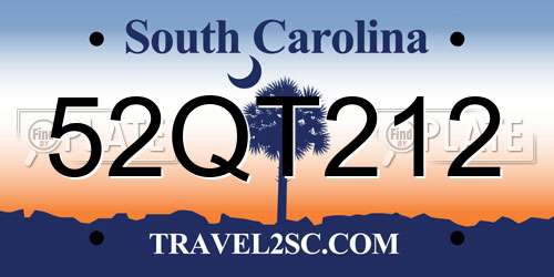 52QT212 South Carolina License Plate