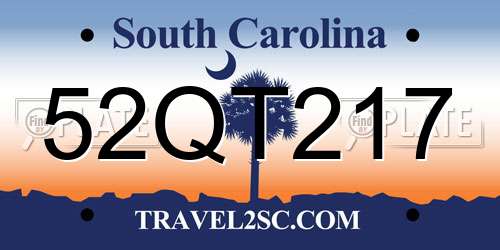 52QT217 South Carolina License Plate
