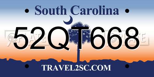 52QT668 South Carolina License Plate