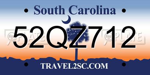 52QZ712 South Carolina License Plate