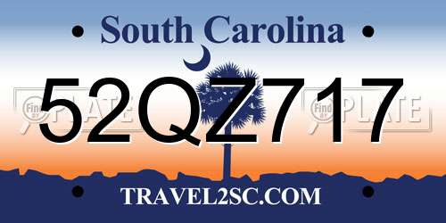 52QZ717 South Carolina License Plate