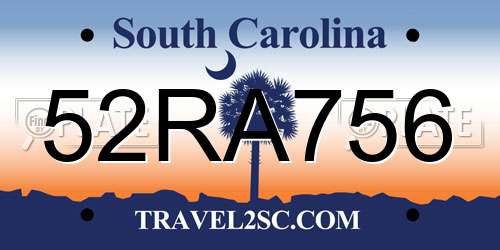 52RA756 South Carolina License Plate