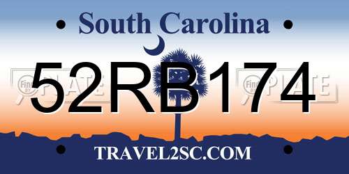 52RB174 South Carolina License Plate