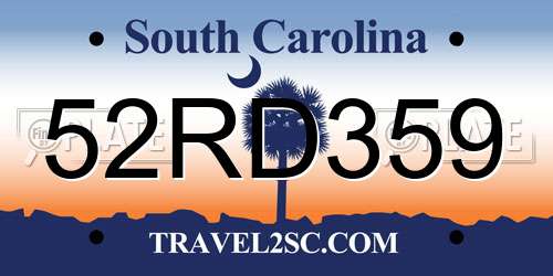 52RD359 South Carolina License Plate