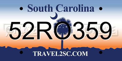 52RO359 South Carolina License Plate