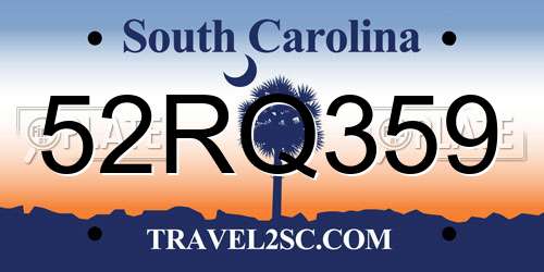 52RQ359 South Carolina License Plate