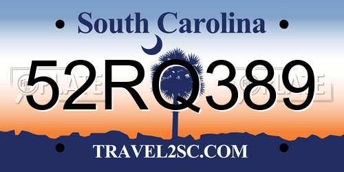52RQ389 South Carolina License Plate