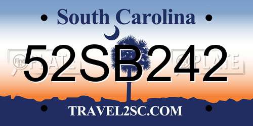 52SB242 South Carolina License Plate
