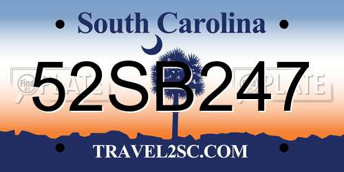 52SB247 South Carolina License Plate