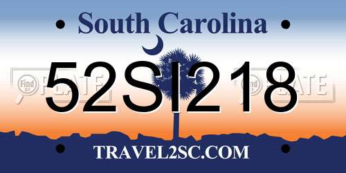 52SI218 South Carolina License Plate