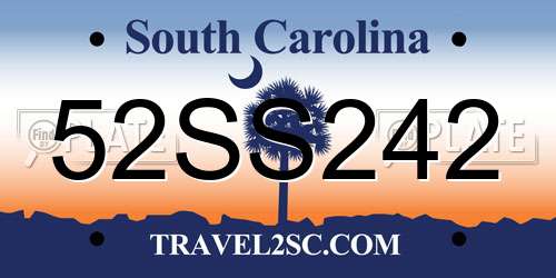 52SS242 South Carolina License Plate