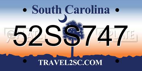 52SS747 South Carolina License Plate
