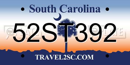 52ST392 South Carolina License Plate