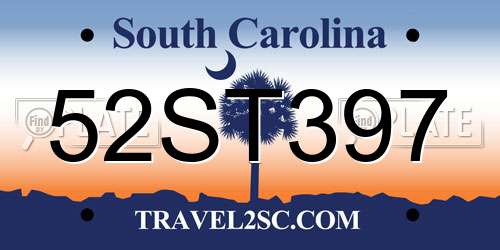 52ST397 South Carolina License Plate
