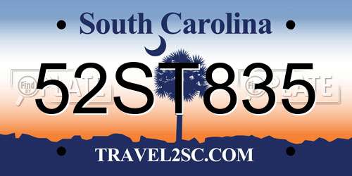 52ST835 South Carolina License Plate