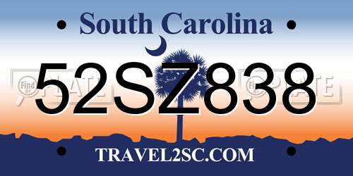 52SZ838 South Carolina License Plate