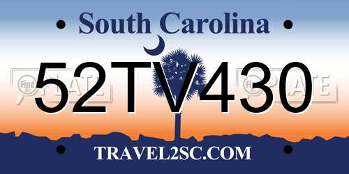 52TV430 South Carolina License Plate
