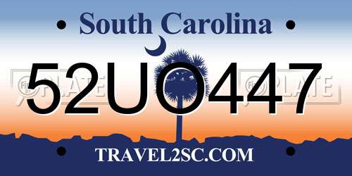 52UO447 South Carolina License Plate