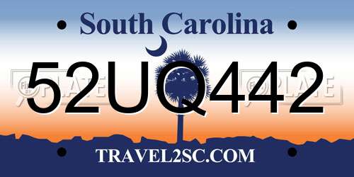 52UQ442 South Carolina License Plate