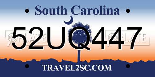 52UQ447 South Carolina License Plate