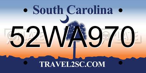 52WA970 South Carolina License Plate
