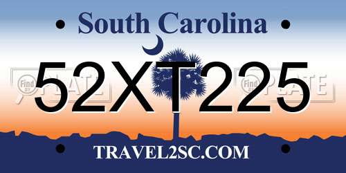 52XT225 South Carolina License Plate
