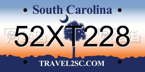52XT228 South Carolina License Plate
