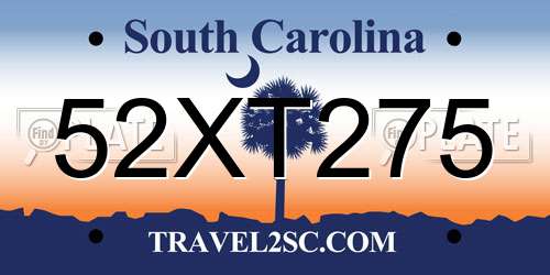 52XT275 South Carolina License Plate
