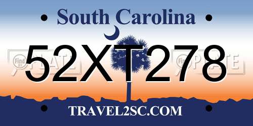 52XT278 South Carolina License Plate