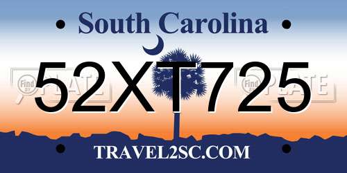 52XT725 South Carolina License Plate
