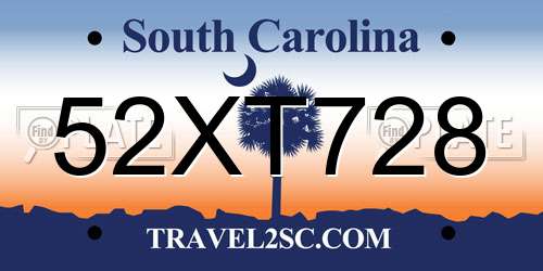 52XT728 South Carolina License Plate