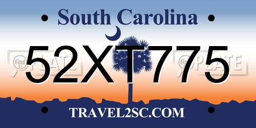 52XT775 South Carolina License Plate