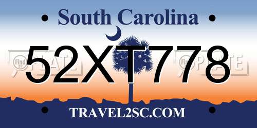 52XT778 South Carolina License Plate