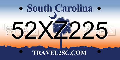 52XZ225 South Carolina License Plate